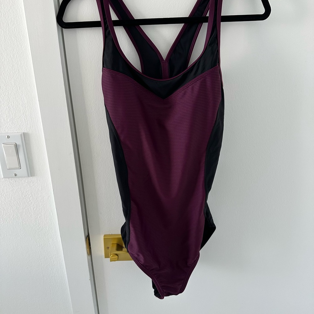 Swimsuit purple and black color one piece speedo